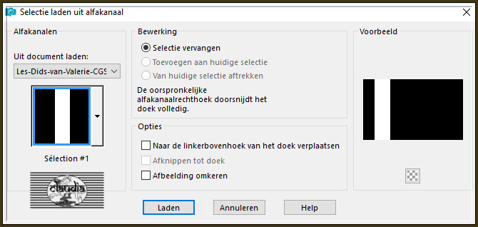 Selecties - Selectie laden/opslaan - Selectie laden vanuit alfakanaal : Sélection #1