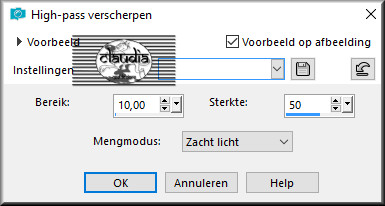 Aanpassen - Scherpte - High-pass verscherpen