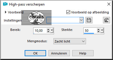 Aanpassen - Scherpte - High-pass verscherpen 
