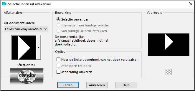 Selecties - Selectie laden/opslaan - Selectie laden uit alfakanaal : Sélection #1