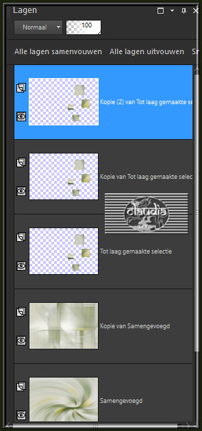 Je hebt nu 3 x dezelfde lagen