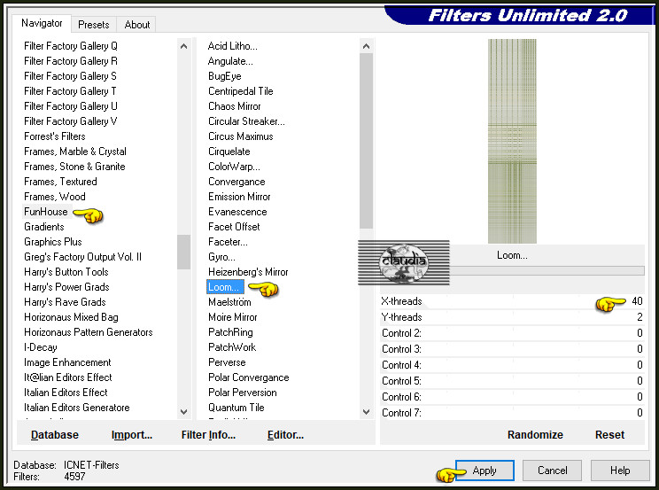 Effecten - Insteekfilters - <I.C.NET Software> - Filters Unlimited 2.0 - FunHouse - Loom