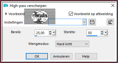 Aanpassen - Scherpte - High-pass verscherpen