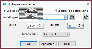 Aanpassen - Scherpte - High-pass verscherpen
