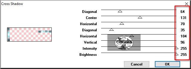 Effecten - Insteekfilters - Graphics Plus - Cross Shadow