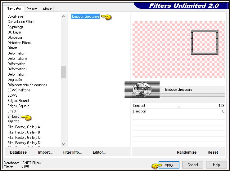 Effecten - Insteekfilters - <I.C.NET Software> - Filters Unlimited 2.0 - Emboss - Emboss Greyscale