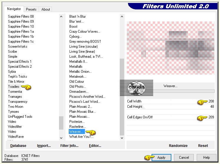 Effecten - Insteekfilters - <I.C.NET Software> - Filters Unlimtid 2.0 - Toadies - Weaver