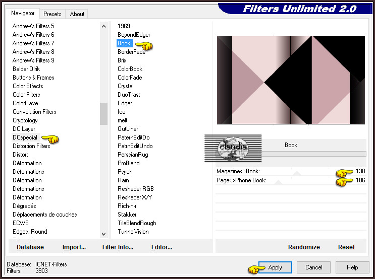 Effecten - Insteekfilters - <I.C.NET Software> - Filters Unlimited 2.0 - DCspecial - Book