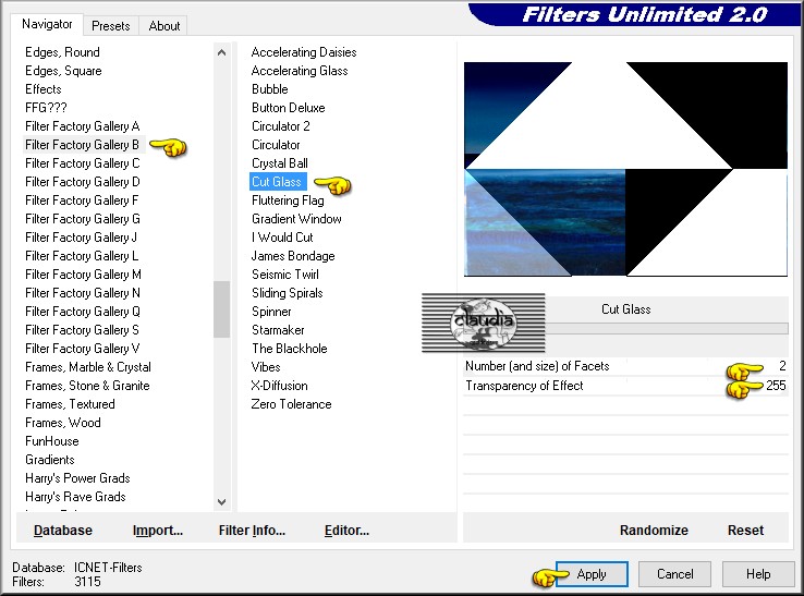 Effecten - Insteekfilters - <I.C.NET Software> - Filters Unlimited 2.0 - Filter Factory Gallery B - Cut Glass