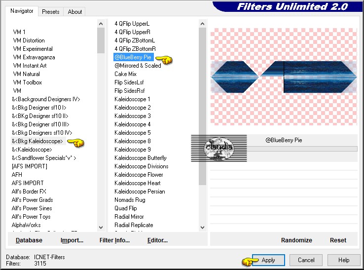 Effecten - Insteekfilters - &<Bkg Kaleidoscope> - @BlueBerry Pie