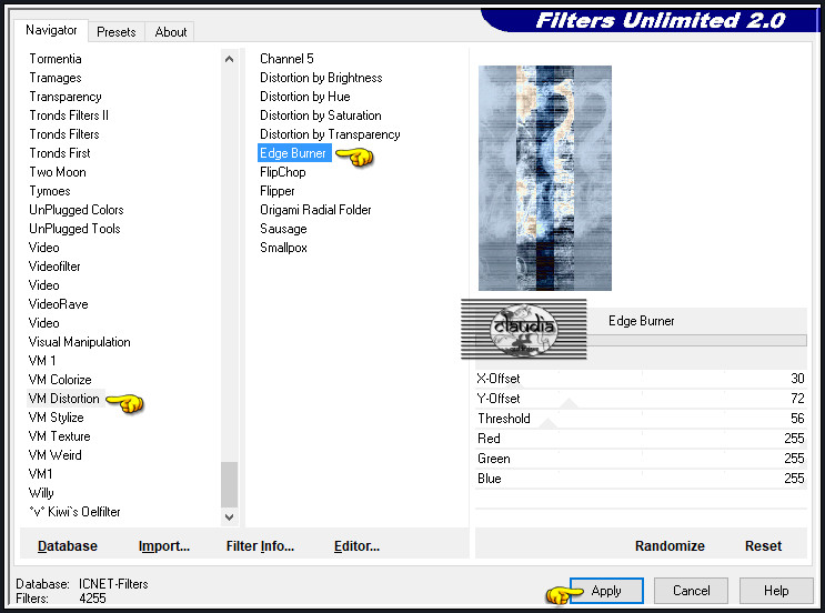 Effecten - Insteekfilters - <I.C.NET Software> - Filters Unlimited 2.0 - VM Distortion - Edge Burner