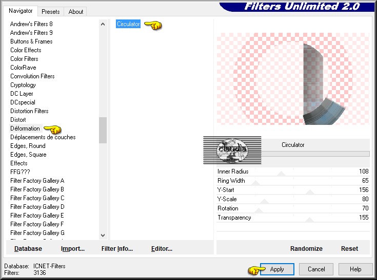 Effecten - Insteekfilters - <I.C.NET Software> - Filters Unlimited 2.0 - Déformation - Circulator