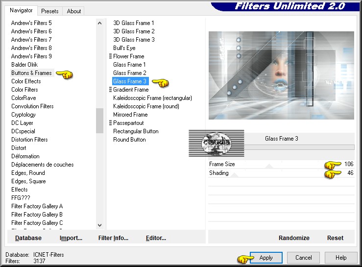 Effecten - Insteekfilters - <I.C.NET Software> - Filters Unlimited 2.0 - Buttons & Frames - Glass Frame 3