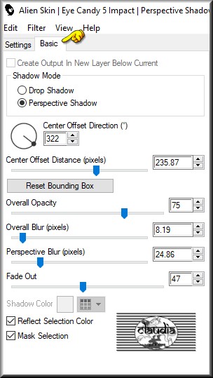 Effecten - Insteekfilters - Alien Skin Eye Candy 5 : Impact - Perspective Shadow : Voorinstelling "Shadow-Guismo1VSP" 