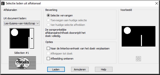 Selecties - Selectie laden/opslaan - Selectie laden uit alfakanaal : Sélection #1