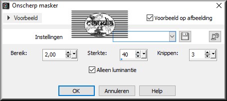 Aanpassen - Scherpte - Onscherp masker