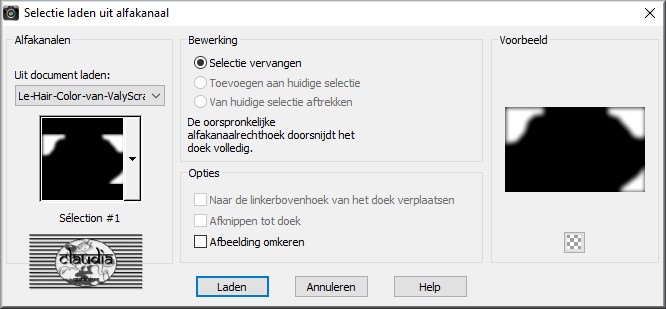 Selecties - Selectie laden/opslaan - Selectie laden uit alfakanaal : Sélection #1