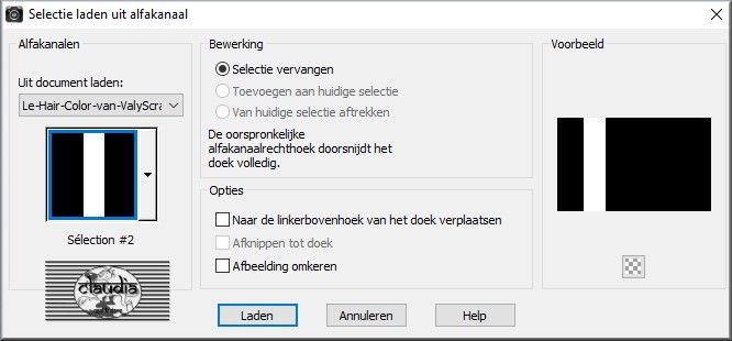 Selecties - Selecties laden/opslaan - Selectie laden uit alfakanaal : Sélection #2