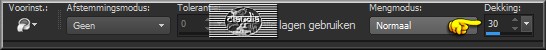 Activeer de Vlakvulling (= emmertje) en zet de Dekking hiervan op 30% :