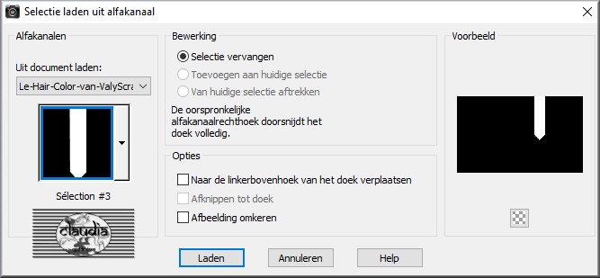 Selecties - Selectie laden/opslaan - Selectie laden uit alfakanaal :Sélection #3