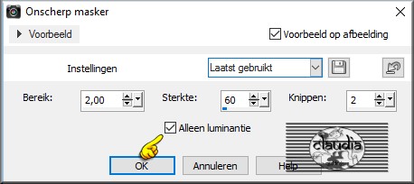 Aanpassen - Scherpte - Onscherp masker :