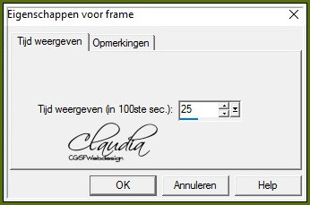 Animatie - Eigenschappen voor frame