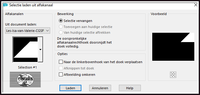 Selecties - Selectie laden/opslaan - Selectie laden uit alfakanaal : Sélection #1