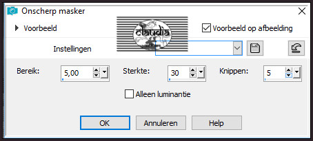 Aanpassen - Scherpte - Onscherp masker