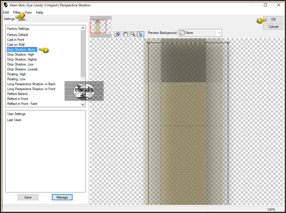 Effecten - Insteekfilters - Alien Skin Eye Candy 5 : Impact - Perspective Shadow :