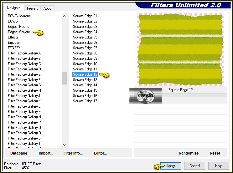 Effecten - Insteekfilters - <I.C.NET Software> - Filters Unlimited 2.0 - Edges, Square - Square Edge 12