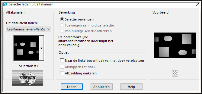 Selecties - Selectie laden/opslaan - Selectie laden uit alfkanaal : Sélection #1