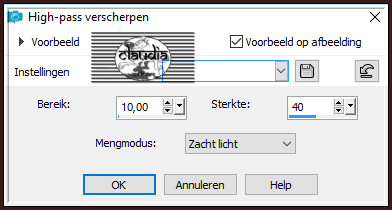 Aanpassen - Scherpte - High-pass verscherpen