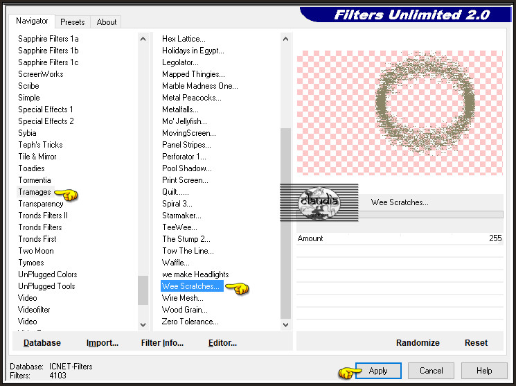 Effecten - Insteekfilters - <I.C.NET Software> - Filters Unlimited 2.0 - Tramages - Wee Scratches