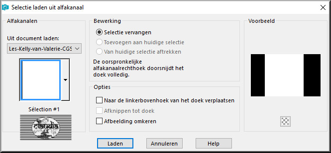 Selecties - Selectie laden/opslaan - Selectie laden vanuit alfakanaal : Sélection #1