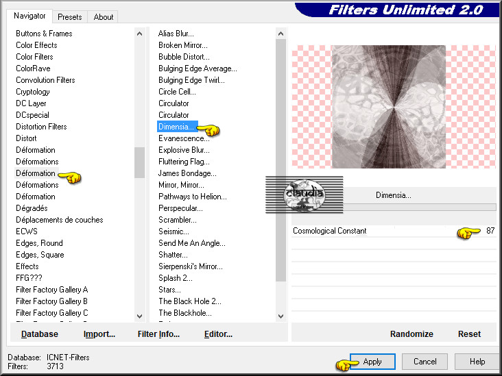 Effecten - Insteekfilters - <I.C.NET Software> - Filters Unlimited 2.0 - Déformation - Dimensia
