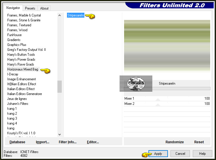 Effecten - Insteekfilters - <I.C.NET Software> - Filters Unlimited 2.0 - Horizonaus Mixed Bag - Stripesareln 
