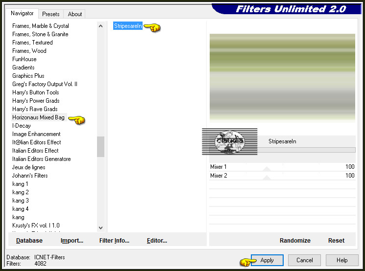 Effecten - Insteekfilters - <I.C.NET Software> - Filters Unlimited 2.0 - Horizonaus Mixed Bag - Stripesareln