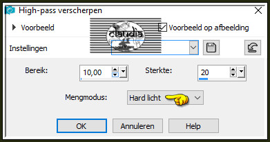 Aanpassen - Scherpte - High-pass verscherpen