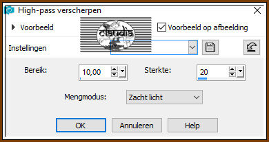 Aanpassen - Scherpte - High-pass verscherpen