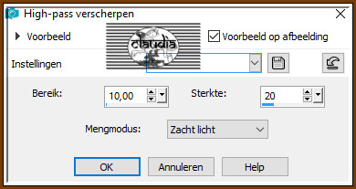 Aanpassen - Scherpte - High-pass verscherpen 