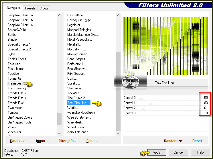 Effecten - Insteekfilters - <I.C.NET Software> - Filters Unlimited 2.0 - Tramages - Tow The Line