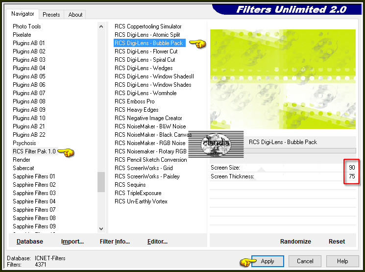 Effecten - Insteekfilters - <I.C.NET Software> - Filters Unlimited 2.0 - RCS Filter Pak 1.0 - RCS Digi-Lens - Bubble Pack