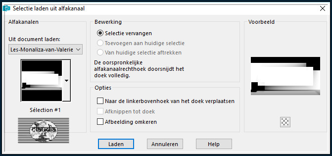 Selecties - Selectie laden/opslaan - Selectie laden uit alfakanaal : Sélection #1