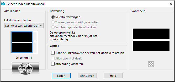 Selecties - Selectie laden/opslaan - Selectie laden uit alfakanaal : Sélection #1