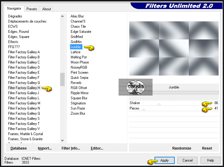 Effecten - Insteekfilters - <I.C.NET Software> - Filters Unlimited 2.0 - Filter Factory Gallery H - Jumble