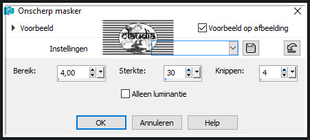 Aanpassen - Scherpte - Onscherp masker