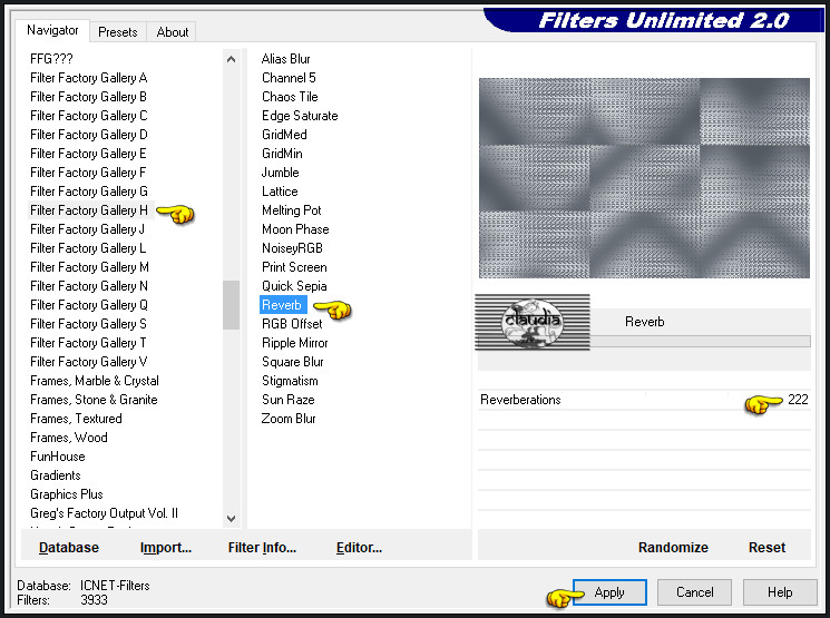 Effecten - Insteekfilters - <I.C.NET Software> - Filters Unlimited 2.0 - Filter Factory Gallery H - Reverb