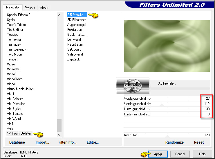 Effecten - Insteekfilters - <I.C.NET Software> - Filters Unlimited 2.0 - °v° Kiwi's Oelfilter - 3,5 Promille
