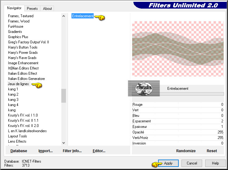 Effecten - Insteekfilters - <I.C.NET Software> - Filters Unlimited 2.0 - Jeux de lignes - Entrelacement