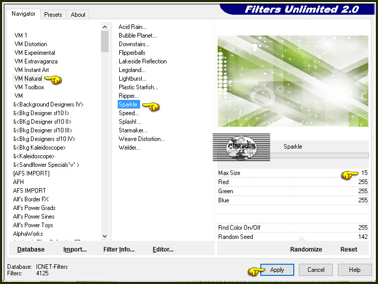 Effecten - Insteekfilters - <I.C.NET Software> - Filters Unlimited 2.0 - VM Natural - Sparkle